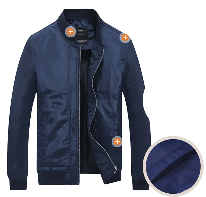 High Quality Unisex Casual Styles Solid Nave Blue Heavy Duty Zipper Sport Wears Outdoor Hiking Bomber Jackets Jackets