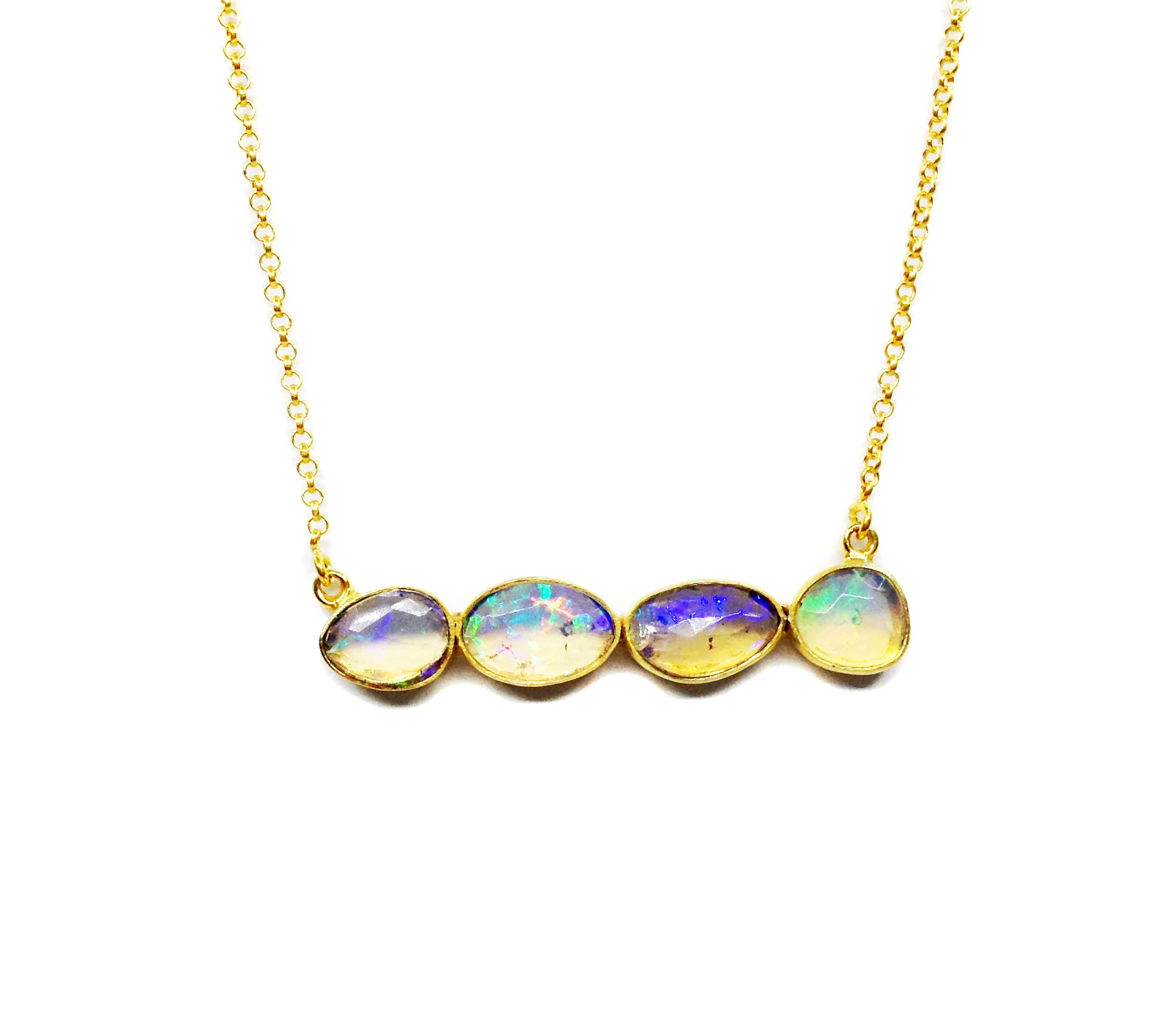 Classic Design 925 Sterling Silver Gold Plated Natural Opal Gemstone Pendant Fashion Jewelry Women Necklaces Party Wear Necklace