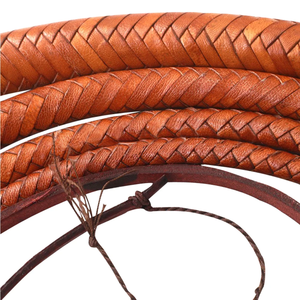 Brown Leather Whip Kangaroo Hide Hand Made Heavy Bull Whip  4 To 16 Feet  14 Plaits Custom Bull Whip Belly And Bolster