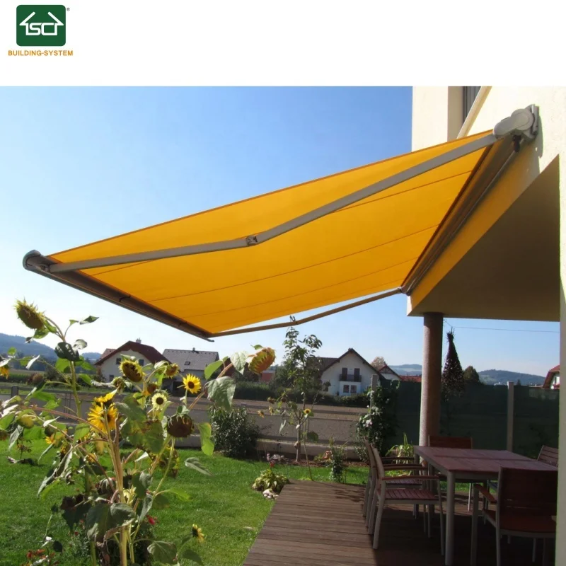 CE Approved Electric Full Cassette Sun Awning Aluminum Alloy Frame Articulated Arm Patio Awning for Gardens Maximum 6m Width