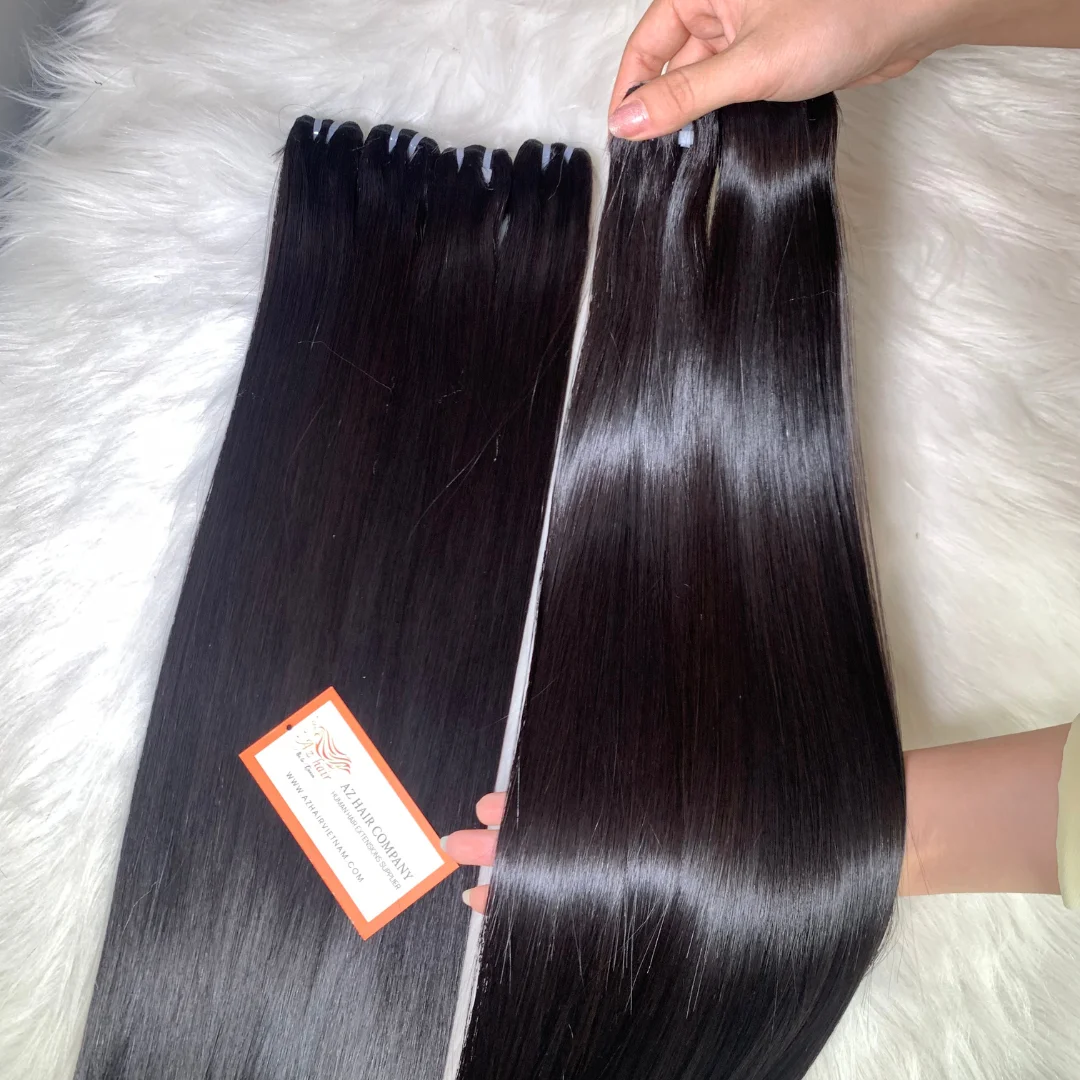 100% Remy Human Hair Straight Machine Made Weft Hair Extension Double Drawn Hair Vietnamese Raw