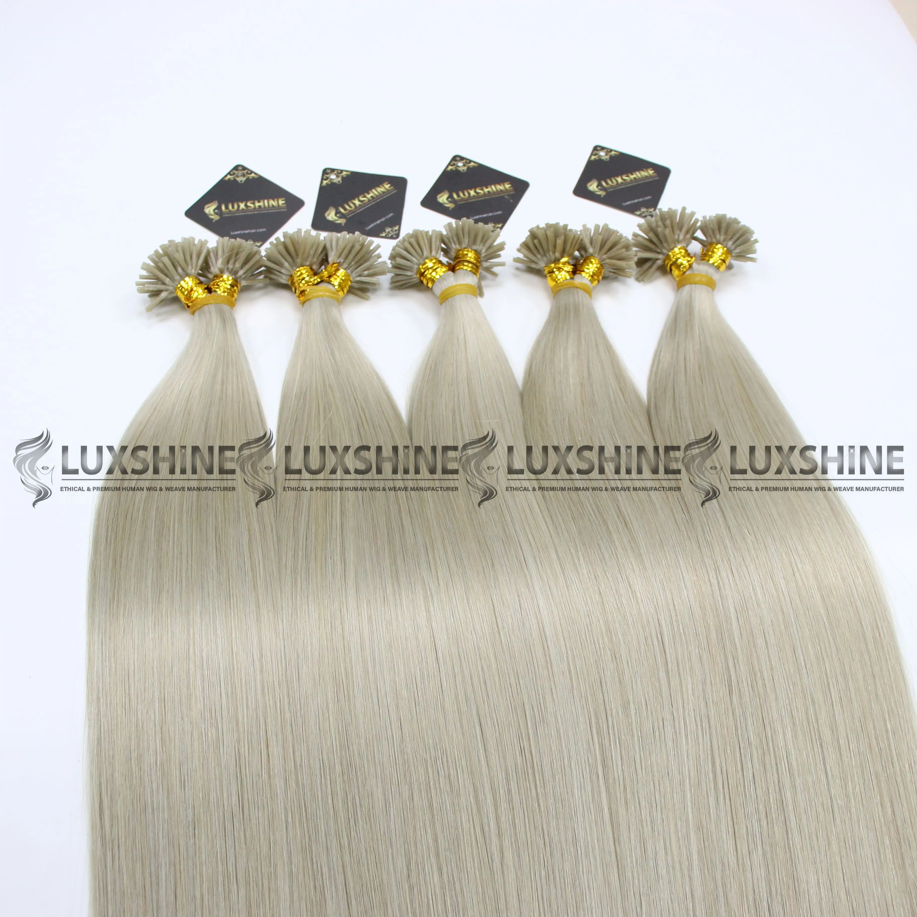 Wholesale 100% I Tip Human Hair Extension Double Drawn Virgin Hair Ash color #60ash Light Blonde