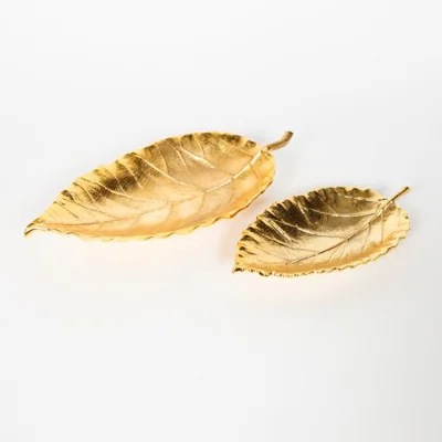 Wholesale High Quality Serving Leaf Shaped Trays Gold Plated For Salad Fruits & Dessert Server Handcrafted For Restaurants Home