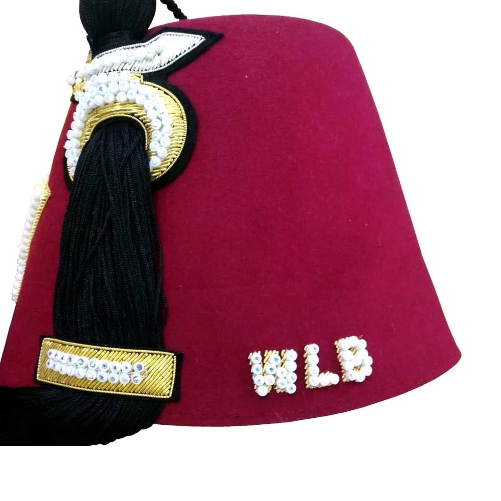 Shriners masonic fez hat with rhinestones and gold bullion threads fez hat with tassel holder 2024