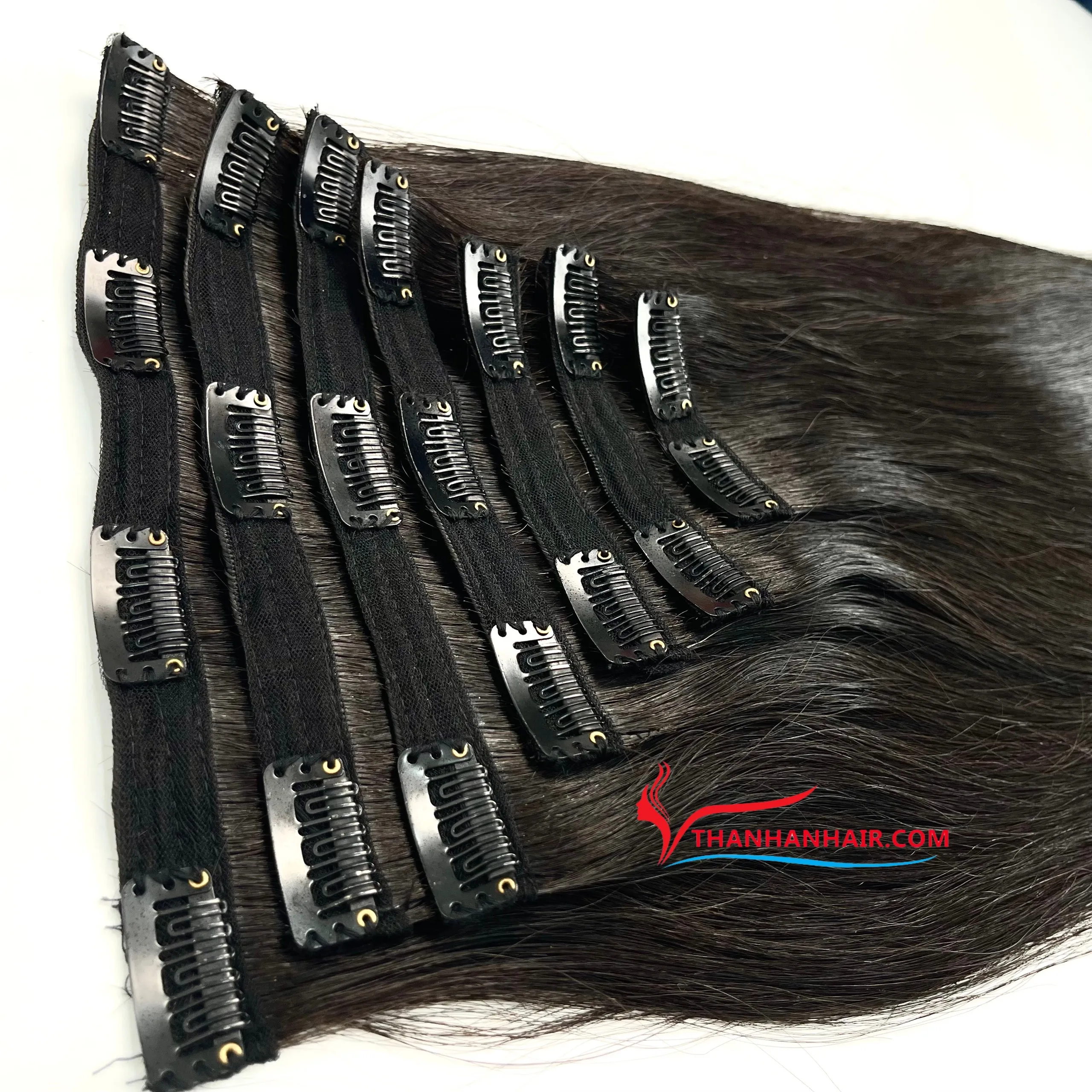 Natural Straight Clip In hair Double Drawn 100% Vietnamese Human Hair Extensions No Shedding No Tangle No Chemicals
