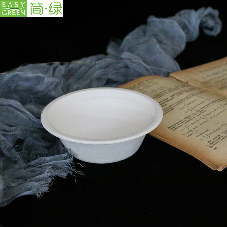 Compostable Disposable Paper Soup Bowl, Biodegradable Bagasse Takeout Food Bowl for Salad Dessert Milk Cereals--RB-12