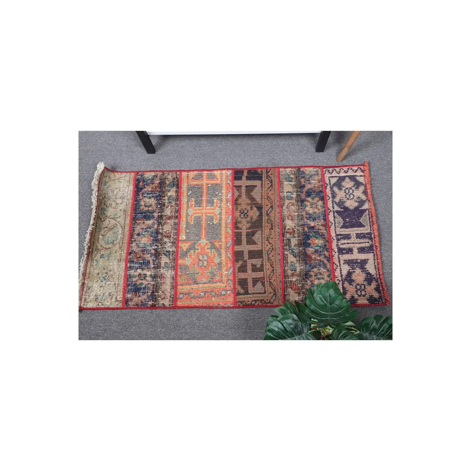 Hand Woven Carpet, Anatolian Carpet, Blue, Turkish Carpet, 54x104 Cm