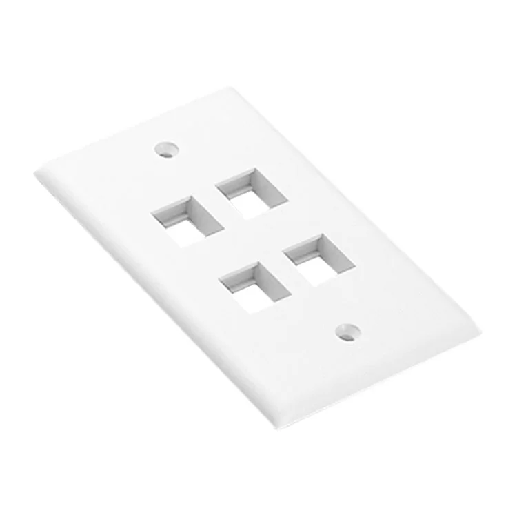 4 Port White Wall Plate with Standard Size Keystone