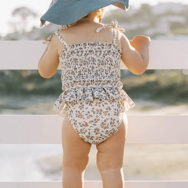 Купальник для маленьких девочек, винтажный купальник с цветочным рисунком, бикини для девочек 3 лет