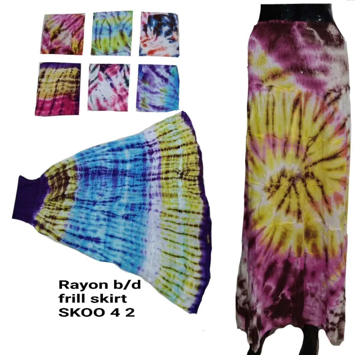 Wholesale Indian Boho Stylish High Waist Ladies Dyed Skirt B/D Printed Casual Elegant Wear Long Frill Colorful Skirt for Women
