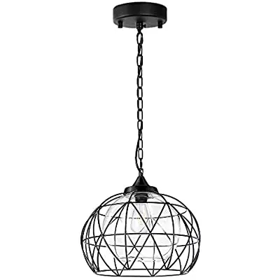 Cage Black Pendant Hanging Lamp. Modern Ceiling Lamp Size: H:36cm W:22cm