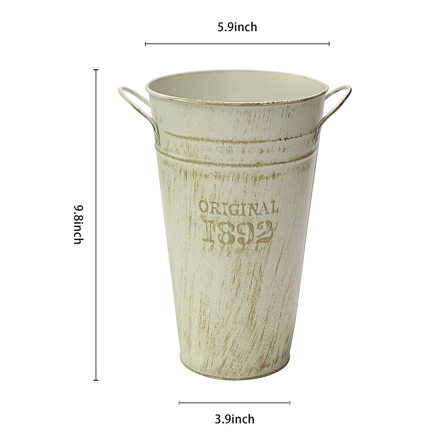 French Country Style Galvanized Vase Flower Bucket Farmhouse Decorative Tin Vases for Decor Rustic Metal Flower Vase Decor