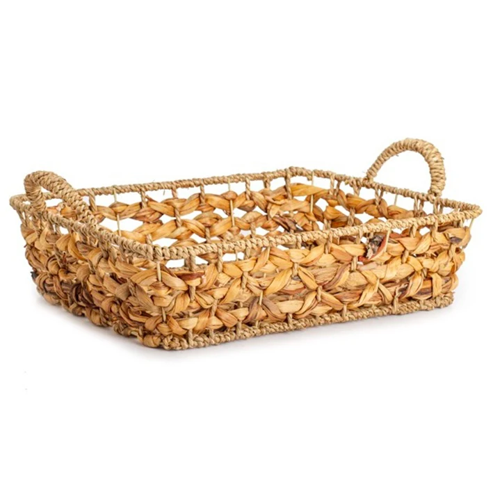 100% Handwoven Natural Round Water Hyacinth Decorative Serving Tray Vietnam Supplier Wholesale Price Food Serving Trays