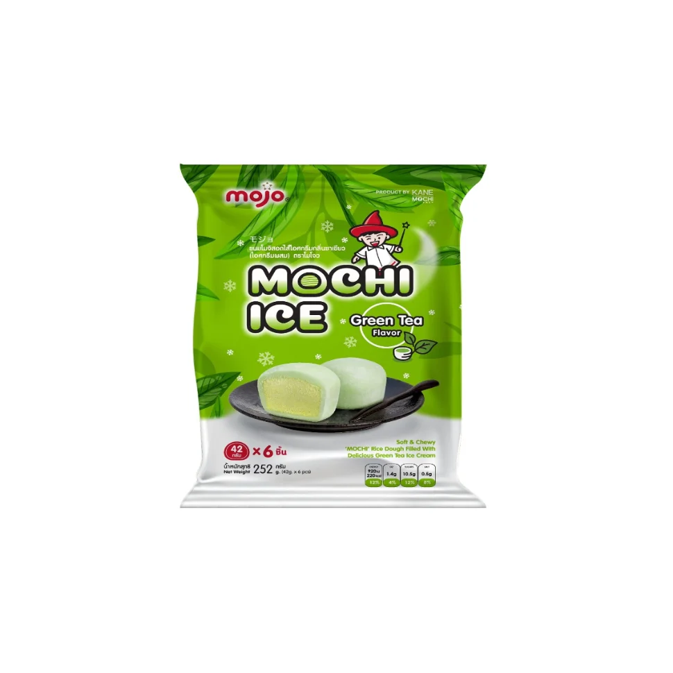 Finest Grade And Quality Product Of Vegan Round Ball Box Bag Milk MOJO Mochi Ice Cream Green Tea with Matcha Powder