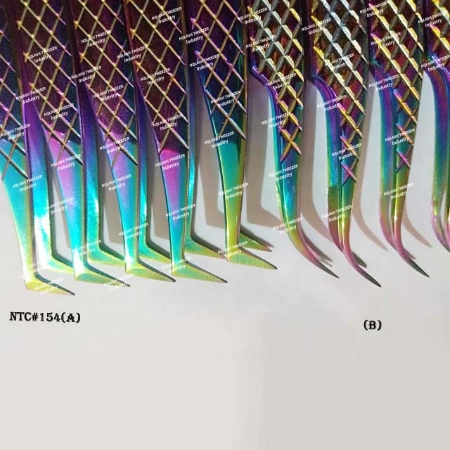 Manufacturer 90 Degree Tip Gold & White Eyelash Tweezers Wholesale Price Scale Private Label Pointed Eyelash Tweezers NQLASH