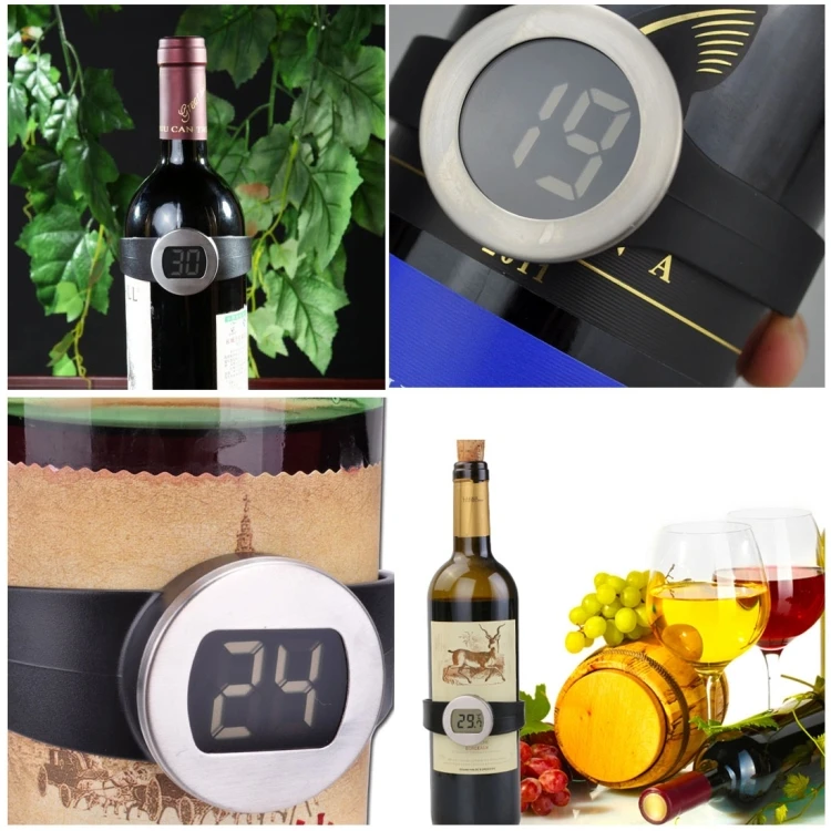 Wholesale cheap price 65-80mm diameter bottle celsius degree digital lcd display wine bottle thermometer