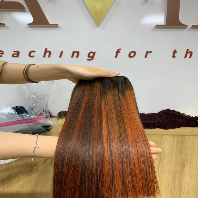 Vietnamese Hot Trend Orange Highlight Color Hair Extensions No Tangle No Shedding with Wholesale Price