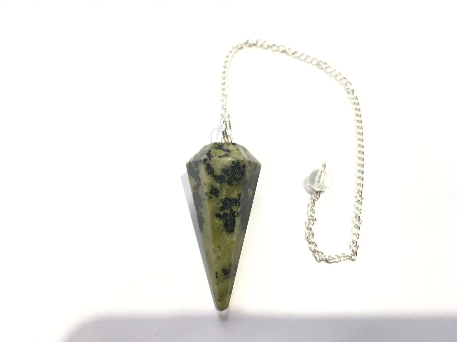 latest natural Green epidote crystal wholesale pendulum with chain for dowsing and healing meditation product buy from kinggems