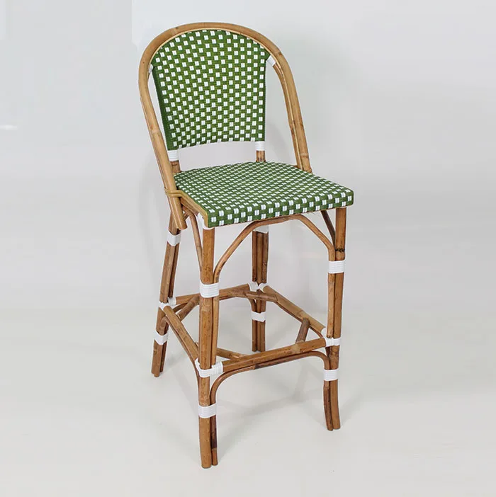 Abeya Green Rattan Barstool French Bistro Style