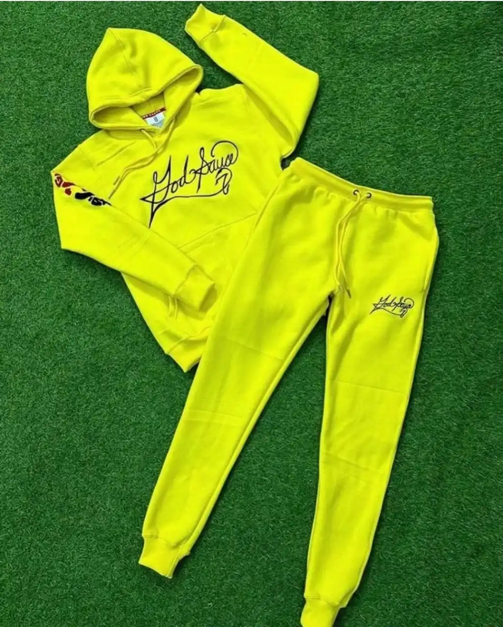 Cotton Fleece Tracksuit With Embroiderd Logo