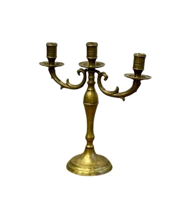 Three Arm Candles Taper Tall Candelabra Antique Style Metal Candelabra Church Holiday Decor Home Lighting Special Event