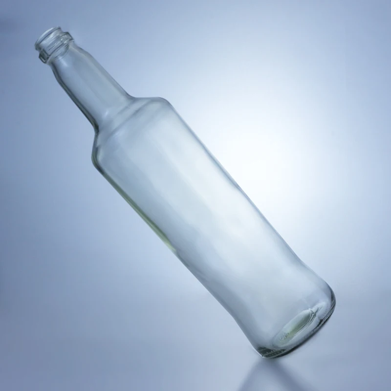 750 ml transparent round whiskey rum vodka glass bottle with aluminum teeth cap accepts customization label color