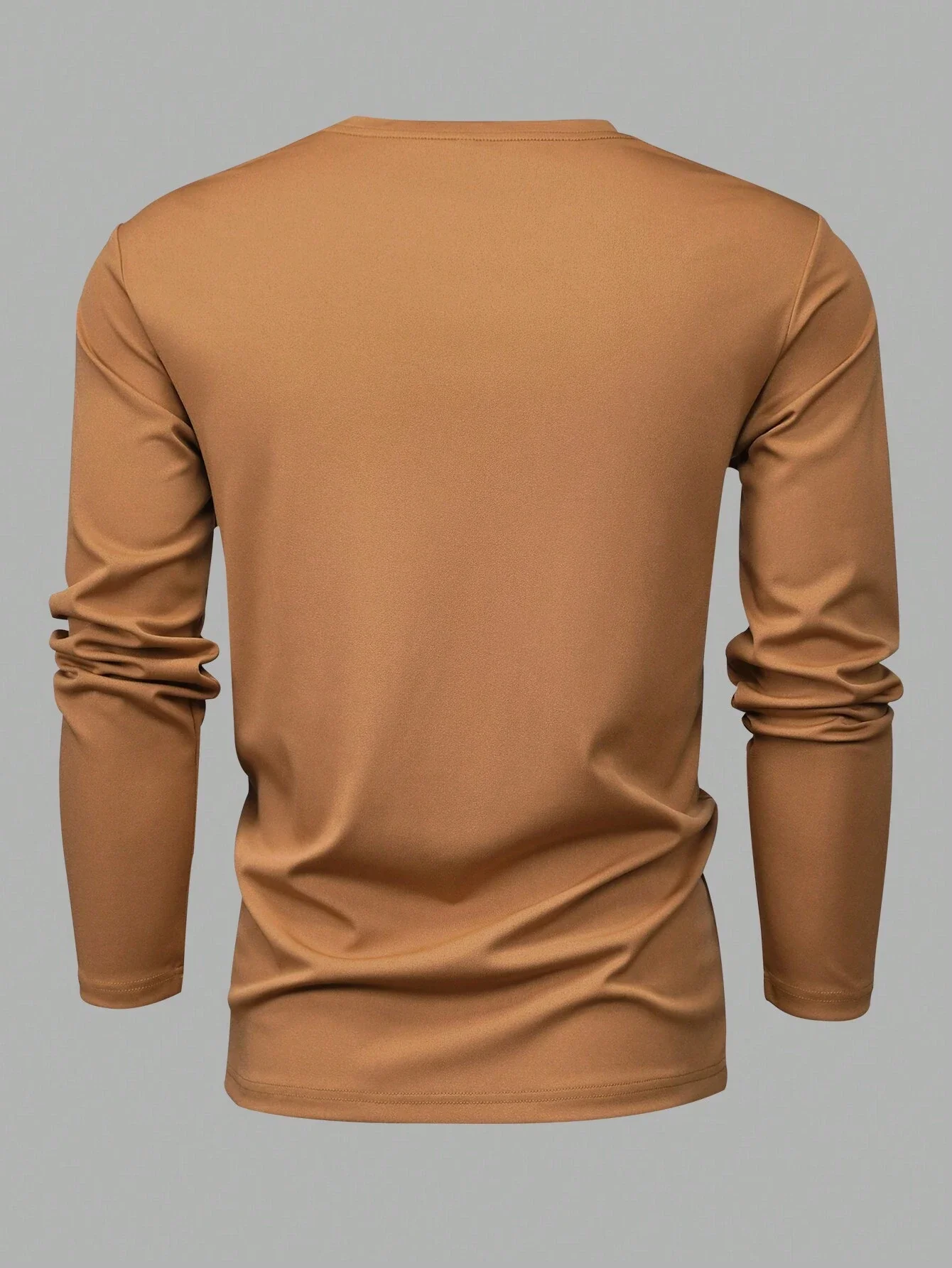 Custom Logo Printing T Shirt Casual Style OEM Service Mens Long Sleeve T Shirts Full Sleeve Brown Shirt For Men