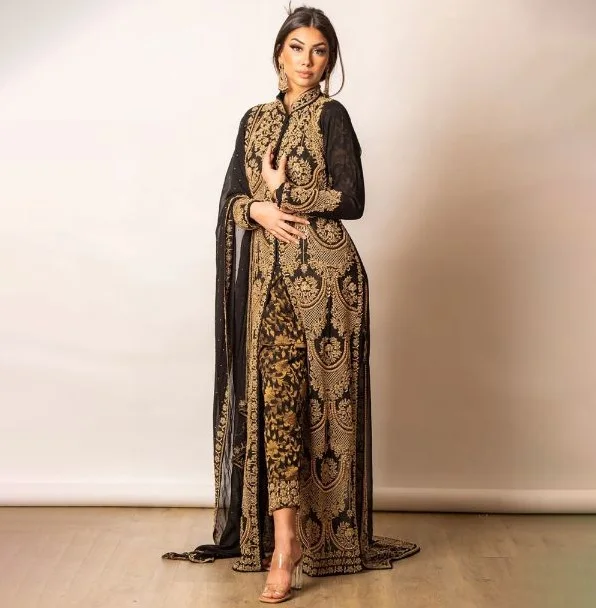 Новый дизайнерский пенджаби женская одежда индийские брюки Kurti Dupatta набор сальвар камиз белый черный цвет оптовая продажа