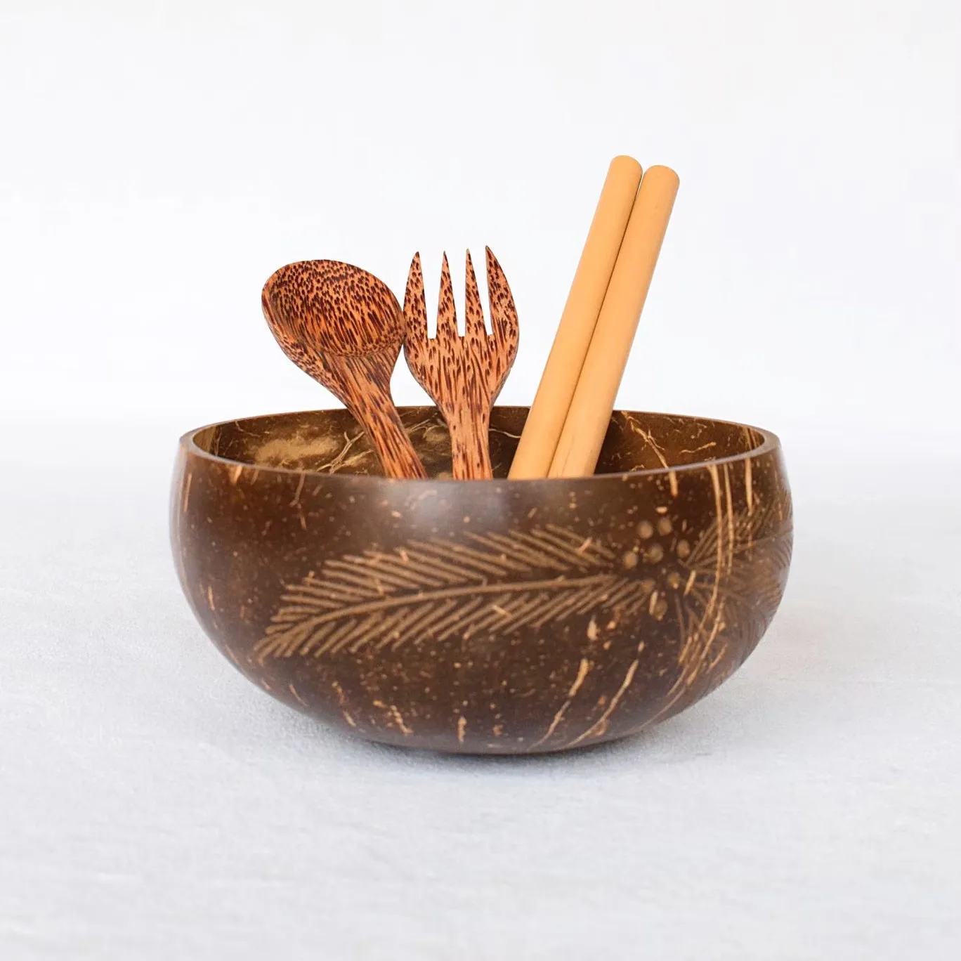 Wholesale Contemporary Simple Design Natural Eco Friendly Coconut Shell Tea Ice Cream Cups With Stand