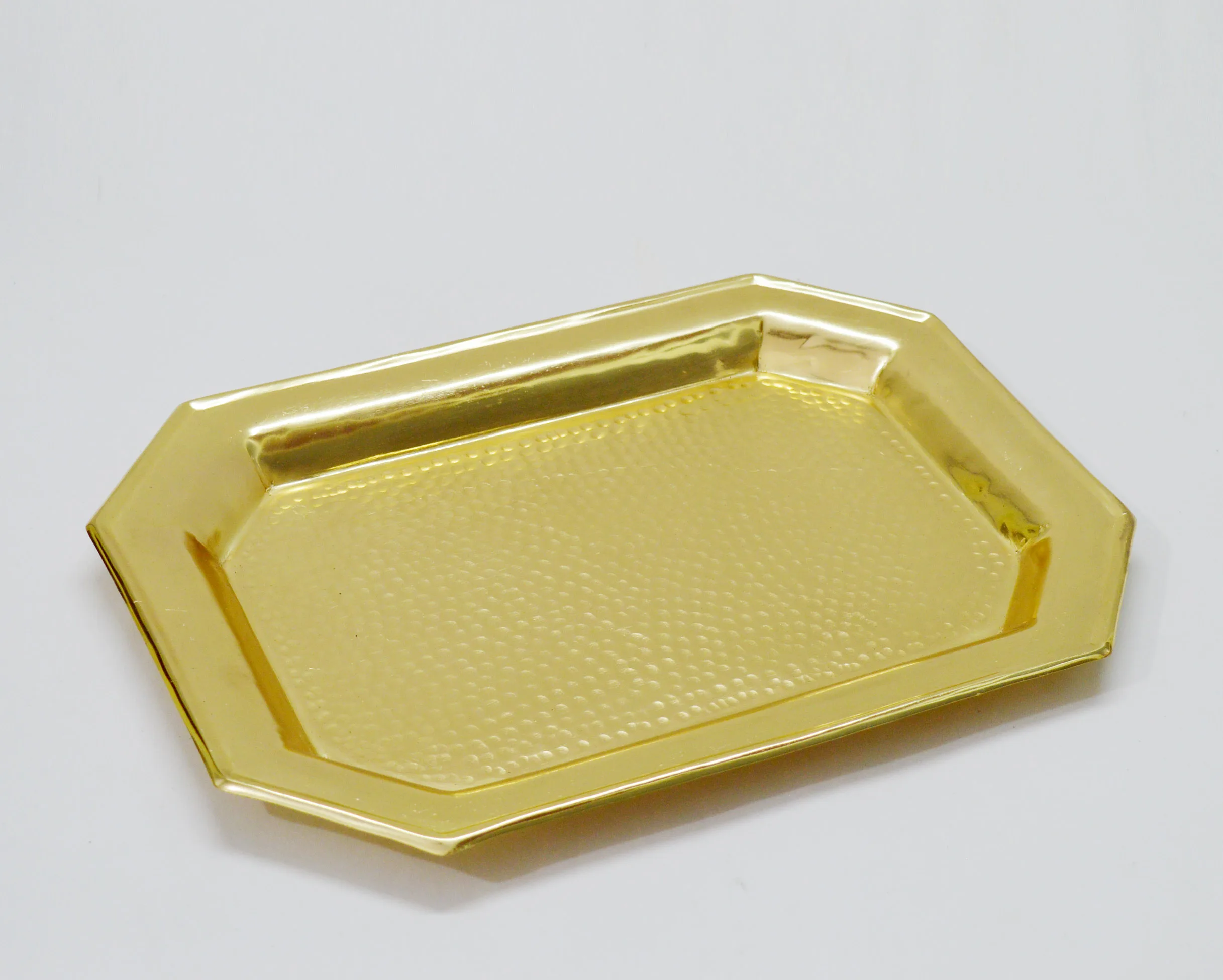 Aluminum Gold Plated 8 Corner Fancy Luxuries Rectangle Serving Tray for Wedding Usage Home Hotel and Party Decorative Dishes