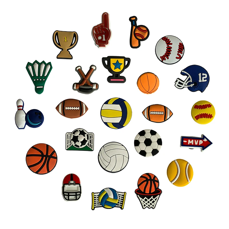 Wholesale Soft PVC Bracelets shoe charms sports balls medal basketball soccer football shoe charms decoration