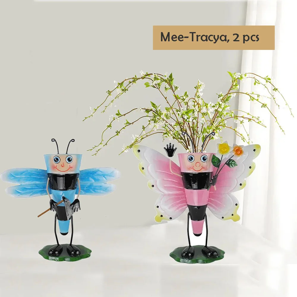 Wholesale Promotional Custom Cartoon Bee Ladybug Metal Flower Pot for Hanging Floor or Shopping Mall Use for Growing Flowers