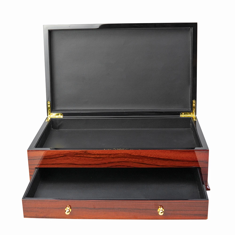 Luxury Rosewood Wood Grain Lacquer Wooden Gift Box for Valuables With SABER Certificate