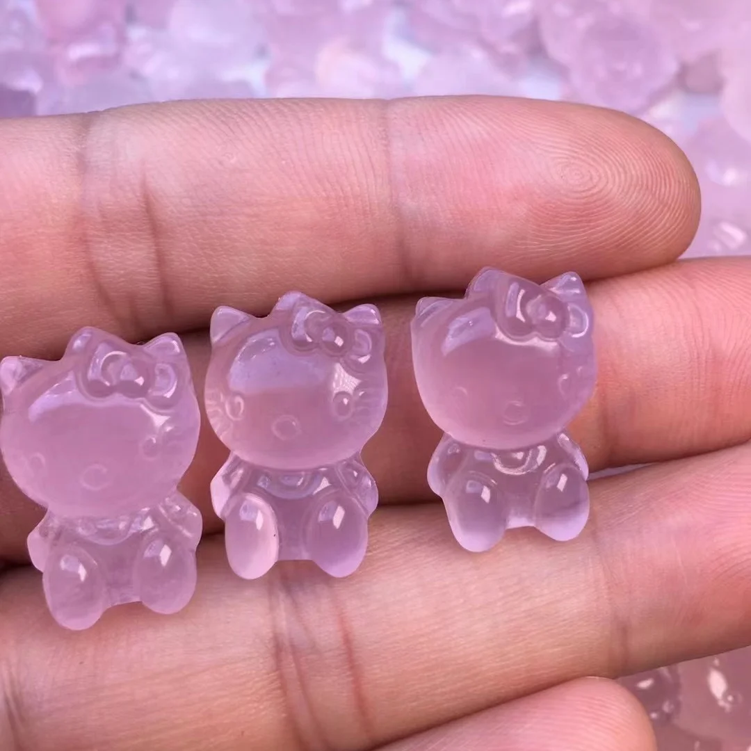 Высококачественный розовый кварц hello kitty натуральные лечебные кристаллы для вырезания