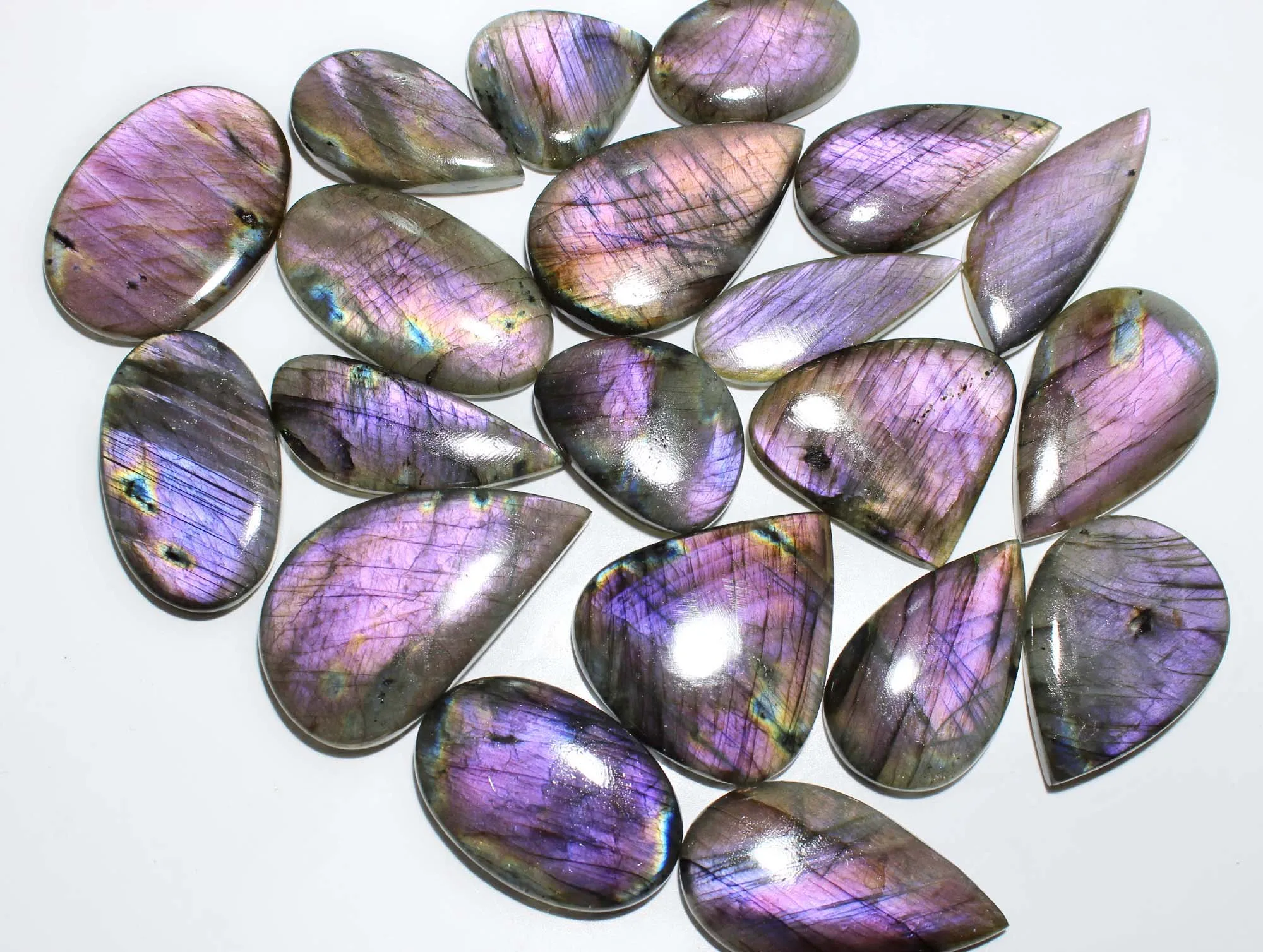 19  piece Lot Natural purple Fire Labradorite Smooth Cabochon Mix Shape Loose Gemstone