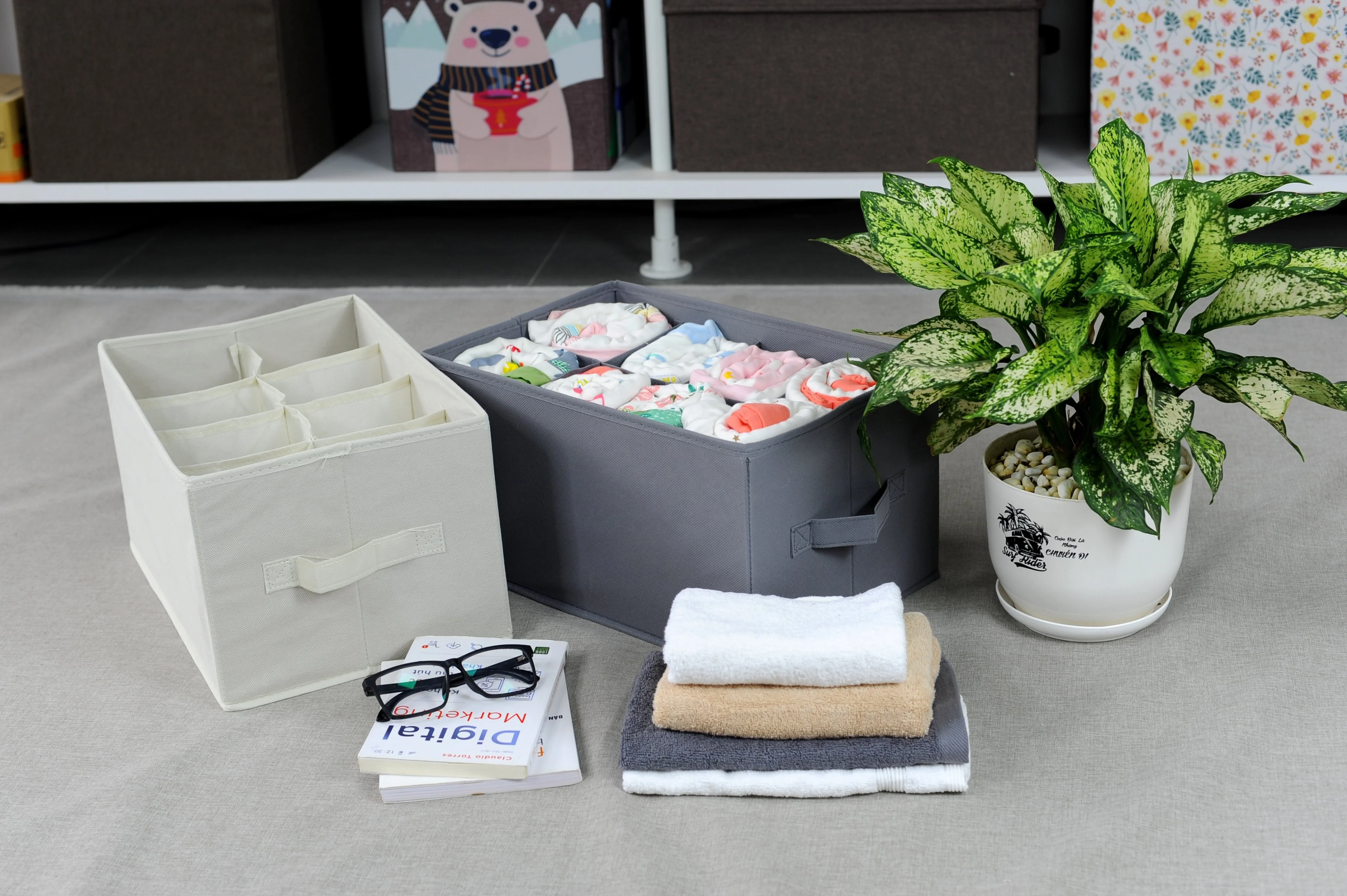 MA44 Foldable Fabric Storage box with 8 Compartments Cloth Organizers Closet Organizer OEM ODM Factory price