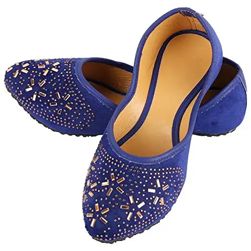 Plain Bkye Color Flat Khussa Shoe New Arrival Good Quality Womens Embroidery Cheap Blank Casual Simple Khussa Shoe