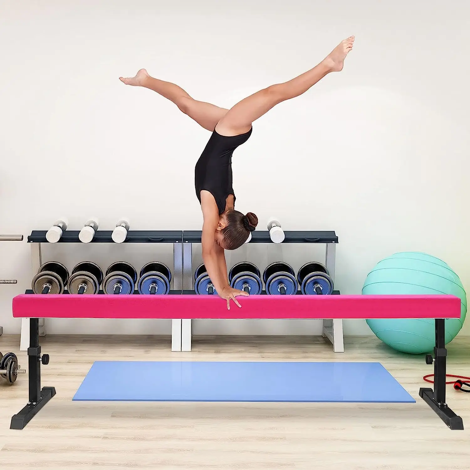 Adjustable Balance Beam Gymnastics Exercise Training Equipment Gym with Legs Suede Balance Beam High and Low Floor Gym Training