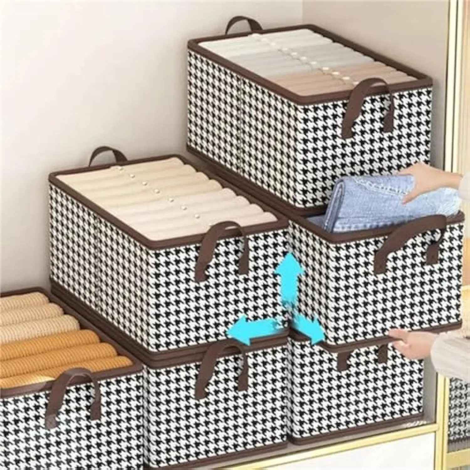 Stackable Foldable Wardrobe Storage Boxes Bins Drawer Organizer Personalized Desktop Cloth Storage Basket