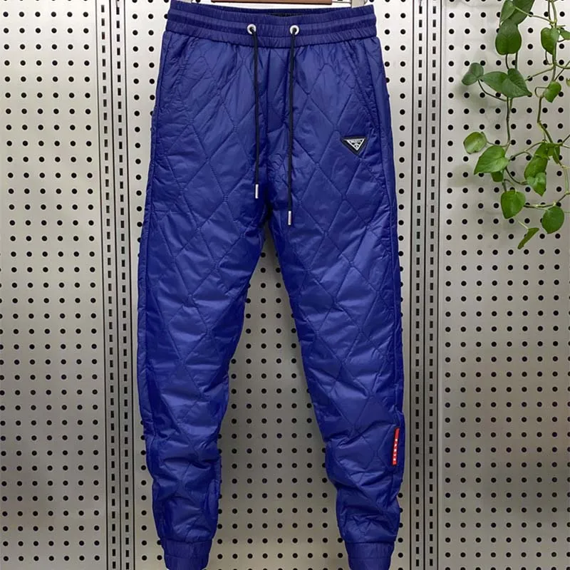 Wholesale Winter Oem Latest Designs Quilted Puffer Drawstring Thermal Slim Fit Down Outdoor Pants Cotton Trouser For Men