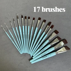 17 Color Painting Brushes face  Body Paint Brushes High Quality Green Eye  Hair Wooden Style With Cosmetics Bag