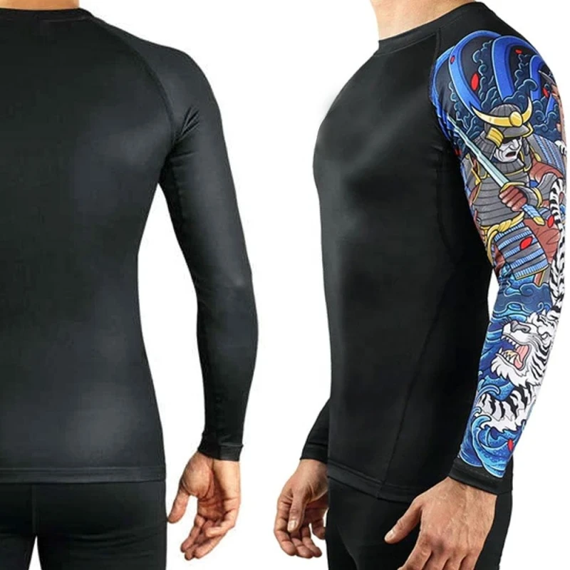Sublimation Long Sleeve Printed Custom Logo Rash Guard BJJ Surf Rash guard private label OEM Service Compression shirt