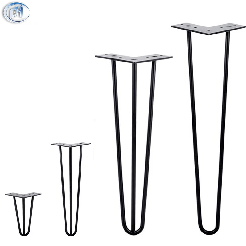 BN Metal Steel Cheap Furniture Coffee Dining Table Black Metal Furniture Legs 2-3 Rods Hairpin Legs For DIY Desk