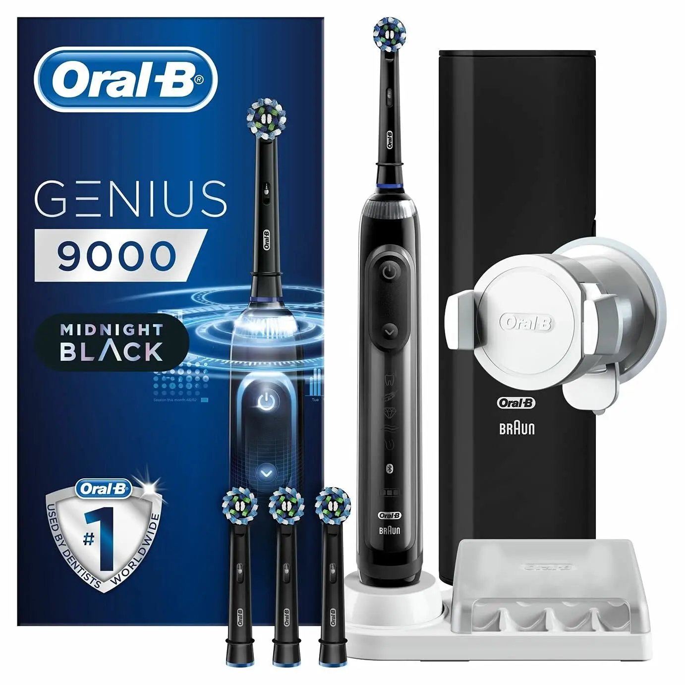 Oral-B Genius 9000 Electric Toothbrush Black Rechargeable IPX7 Waterproof Adults Children USB Power Vitality Hard Automatic