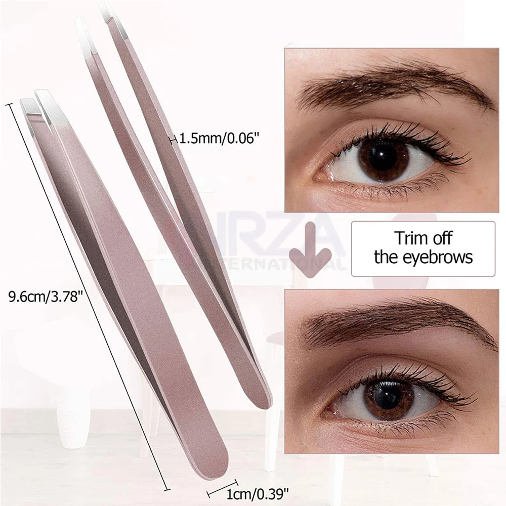 Wholesale Professional 2023 Automatic Gold Stainless Steel Eyebrow Tweezers Slanted Tip for Beauty Use