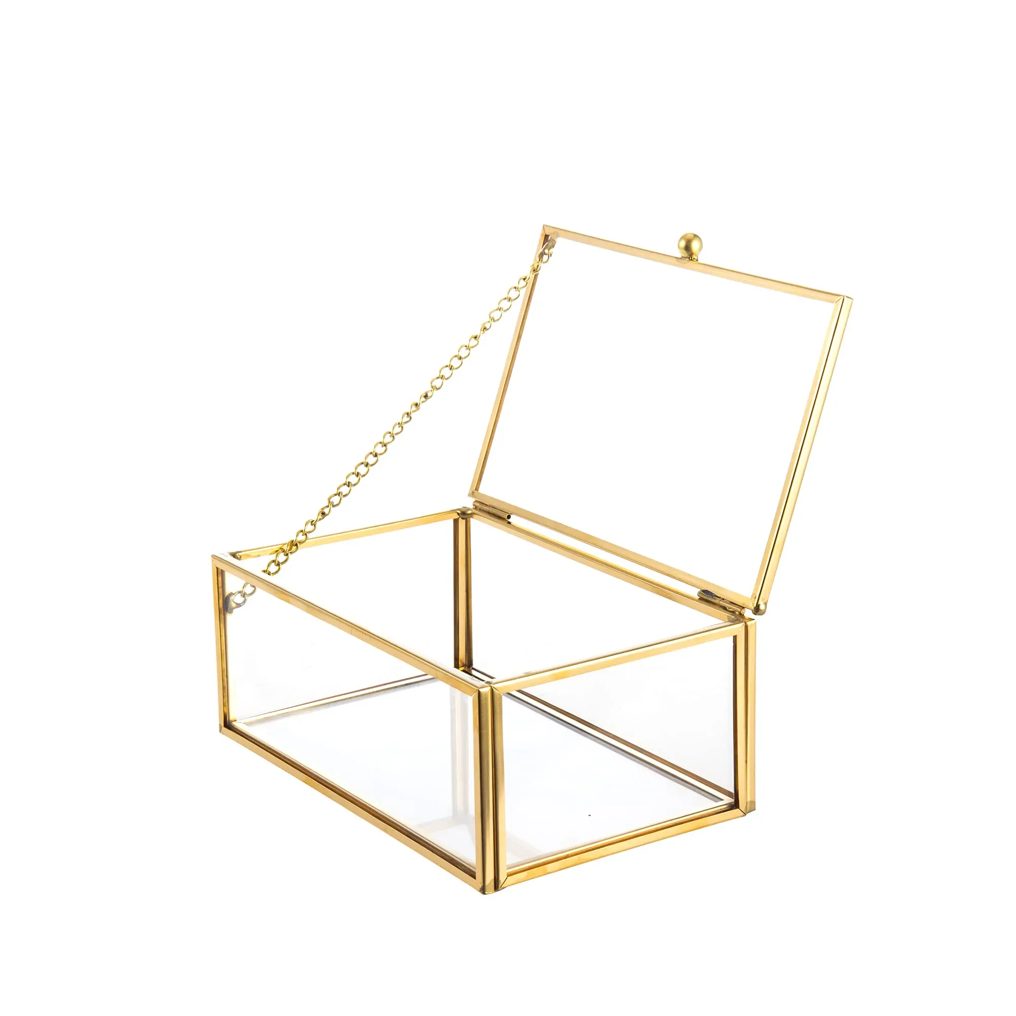 Hot Selling TopTrending Metal And Glass Material Decorative Storage Box Home Accessories Jewelry Box for Bangle and Necklace