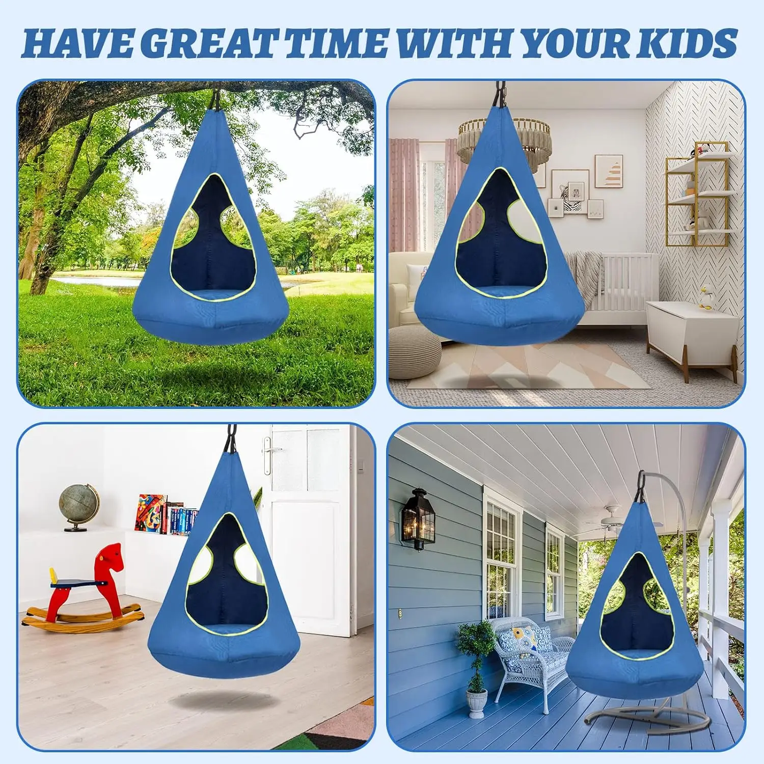 PlayNest Hanging Swing Chair  Sensory Hammock for Kids Ages 3-12