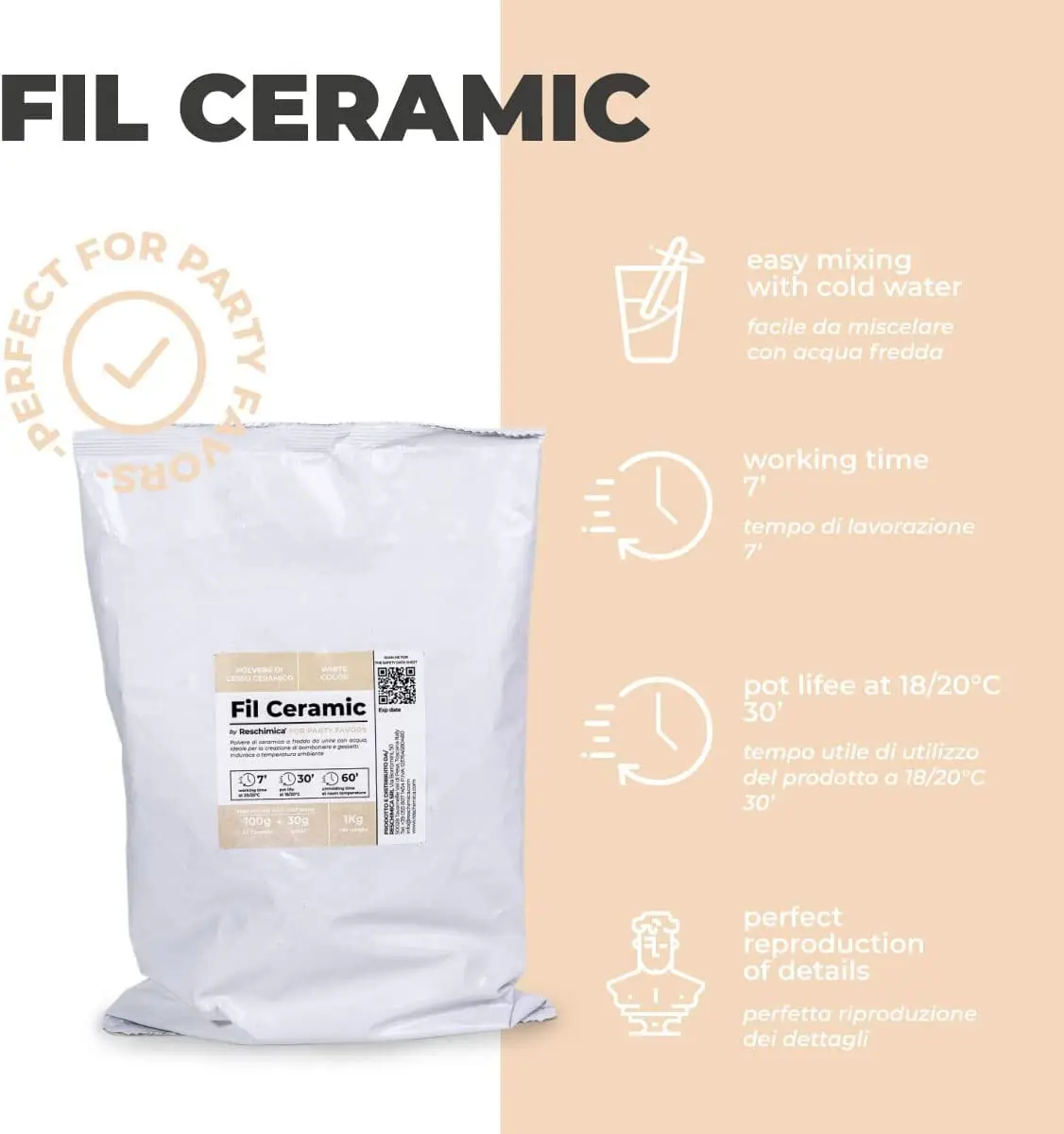 FIL керамическая штукатурка из нетоксичного мелового порошка для смешивания с водой идеально подходит мелких предметов