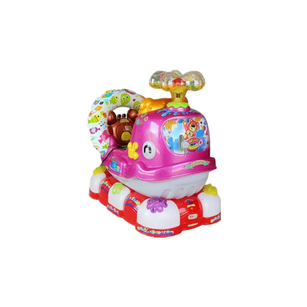 High Quality ! EU Type Colorful Lights Pink Colour Fish Design With Screen Commercial Coin Car By Maxplay