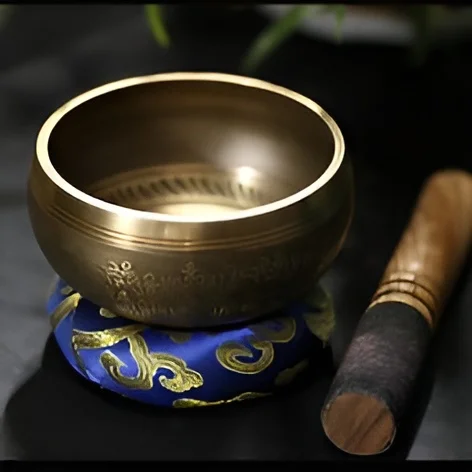 Elegant Brass Singing Bowl Nautical Style Singing Bowl With Mallet & Cushion Sand Casting Technique Tibetan Style Singing Bowl